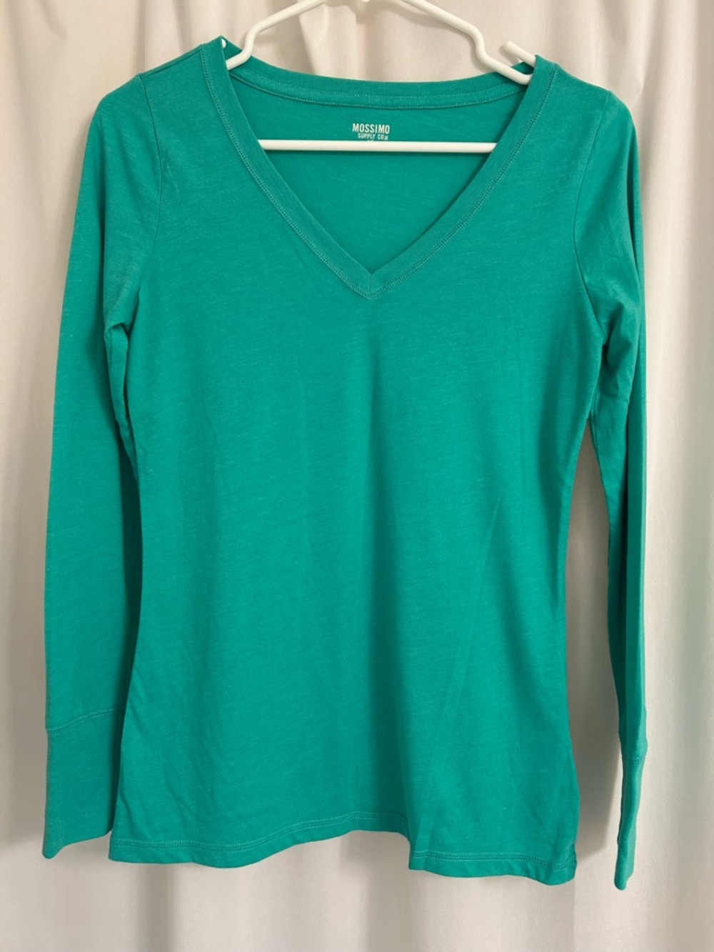 Mossimo Supply Co. Teal V-Neck Long Sleeve Shirt